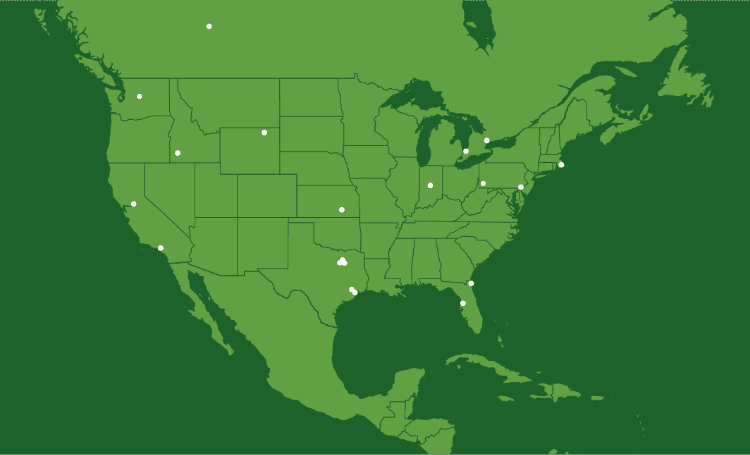 Map showing our locations in United States